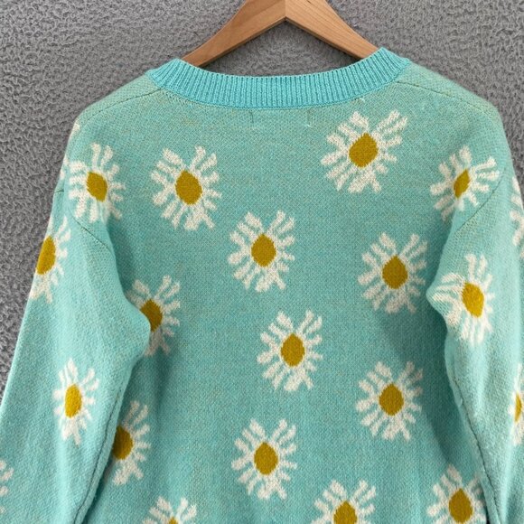 Haptics Sweater Womens Small Blue Daisy Button Up Cardigan Stretch Knit Happy - Picture 4 of 11
